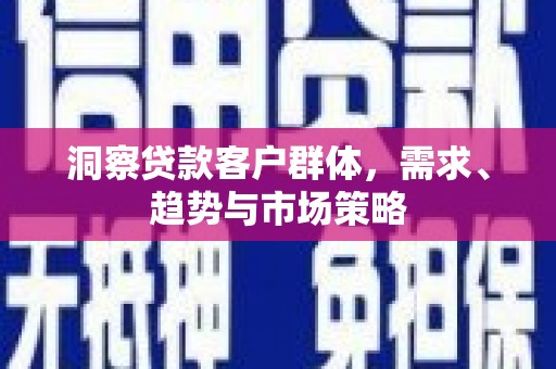 大林洞察贷款客户群体，需求、趋势与市场策略