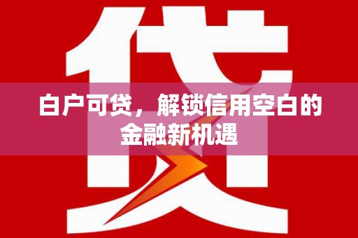 大林白户可贷，解锁信用空白的金融新机遇