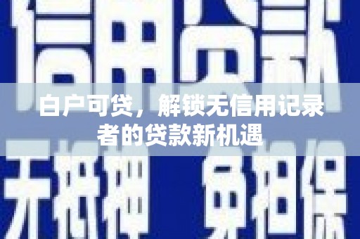大林白户可贷，解锁无信用记录者的贷款新机遇