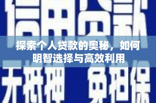 大林探索个人贷款的奥秘，如何明智选择与高效利用